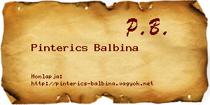 Pinterics Balbina névjegykártya